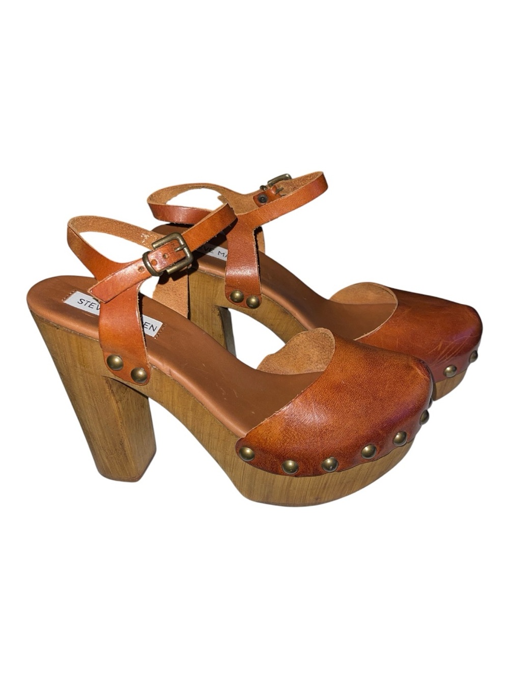 🤎 Steve Madden Leather Clog Heels. Size 9
